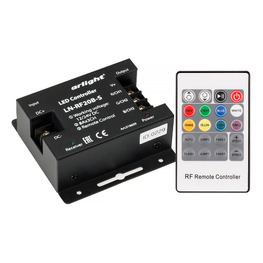 Контроллер Arlight LN-RF20B-S (12-24V, 288-576W, ПДУ 20кн) IP20 Металл 018609