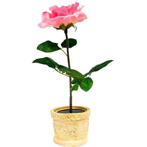Светильник садово-парковый на солнечной батарее Feron "Роза в горшке" розовый 1 LED белый PL306 06240