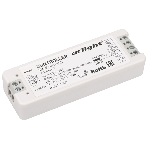 Контроллер Arlight SMART-K1-RGB (12-24V, 3x3A, 2.4G) IP20 Пластик 022497