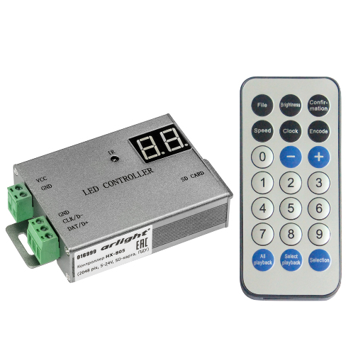 Контроллер Arlight HX-805 (2048 pix, 5-24V, SD-карта, ПДУ) 016999