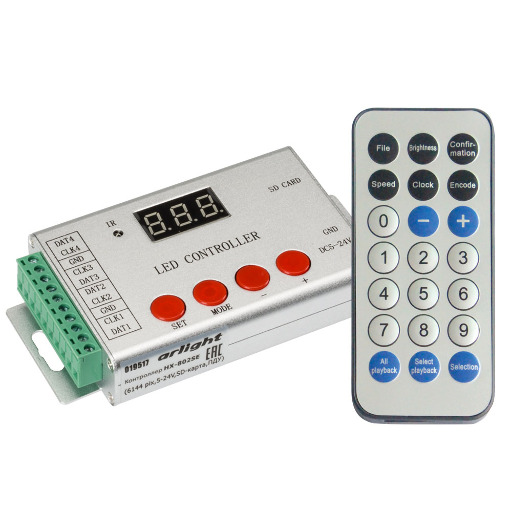 Контроллер Arlight HX-802SE-2 (6144 pix, 5-24V, SD-карта, ПДУ) 022992