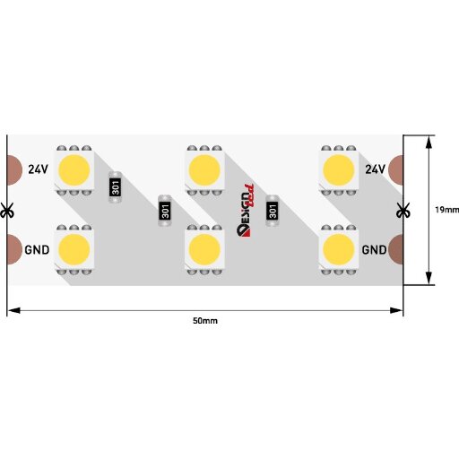 Светодиодная лента LUX, 5050, 120 LED/м, 28,8 Вт/м, 24В, IP33, 4000K DSG5120-24-NW-33