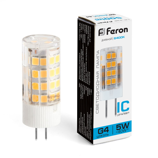 Лампа светодиодная Feron LB-432 G4 5W 6400K 25862