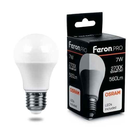 Лампа светодиодная Feron.PRO LB-1007 Шар E27 7W 2700K OSRAM LED 38023