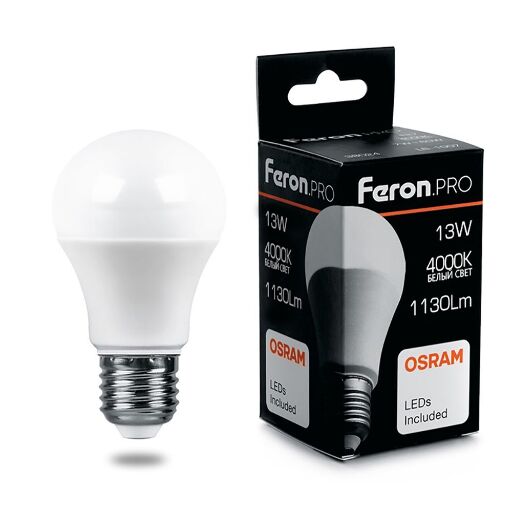 Лампа светодиодная Feron.PRO LB-1013 Шар E27 13W 4000K OSRAM LED 38033