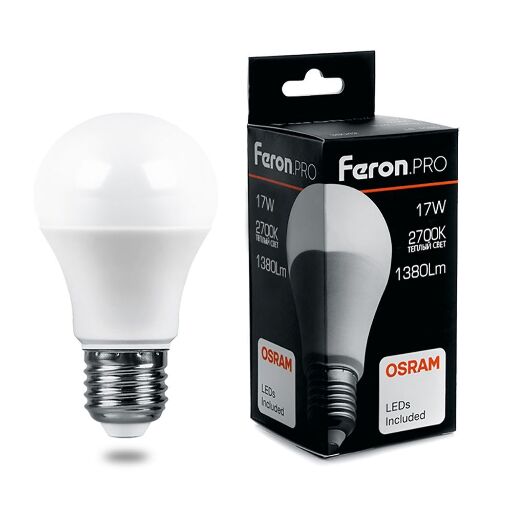 Лампа светодиодная Feron.PRO LB-1017 Шар E27 17W 2700K OSRAM LED 38038