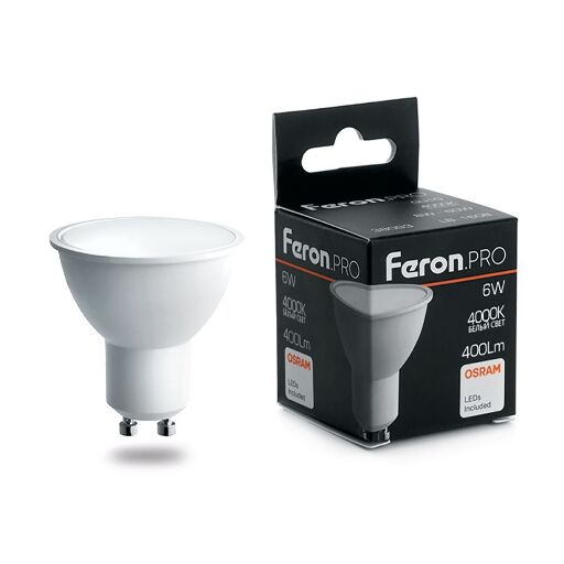 Лампа светодиодная Feron.PRO LB-1606 GU10 6W 4000K OSRAM LED 38087