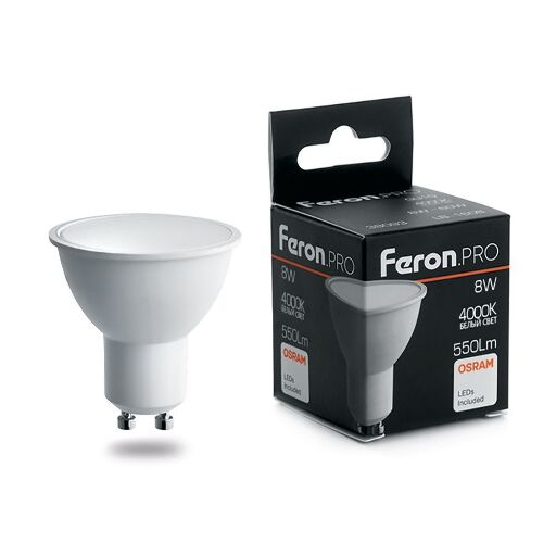 Лампа светодиодная Feron.PRO LB-1608 GU10 8W 4000K OSRAM LED 38093