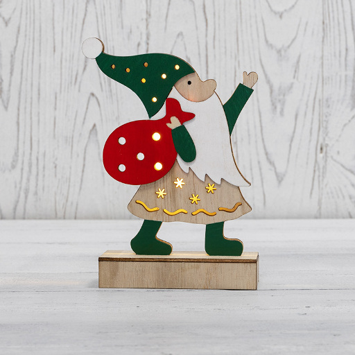 Деревянная фигурка с подсветкой Дед Мороз 18 см NEON-NIGHT 504-016