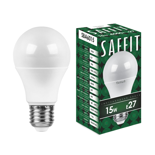 Лампа светодиодная SAFFIT SBA6015 Шар E27 15W 4000K 55011