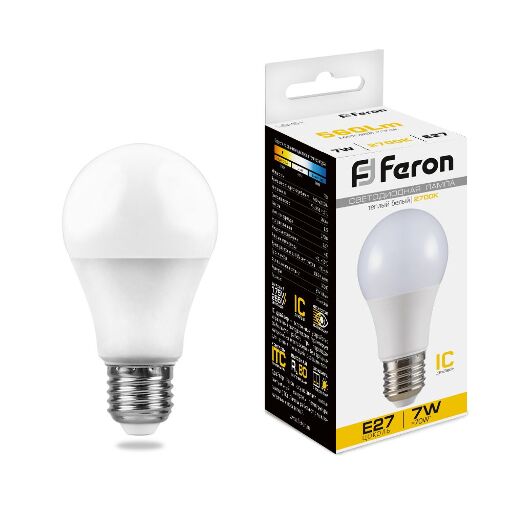 Лампа светодиодная Feron LB-91 Шар E27 7W 2700K 25444