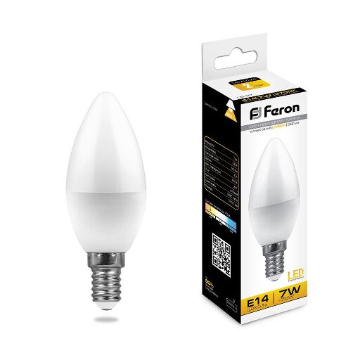 Лампа светодиодная Feron LB-97 Свеча E14 7W 2700K 25475