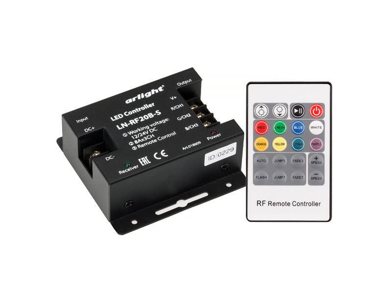 Контроллер Arlight LN-RF20B-S (12-24V, 288-576W, ПДУ 20кн) IP20 Металл 018609