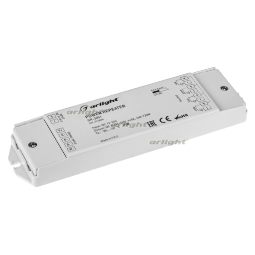 RGB-усилитель Arlight SR-3001 (12-36V, 240-720W, 4CH) IP20 Пластик 014035
