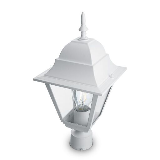 Светильник садово-парковый Feron 4103 четырехгранный на столб 60W E27 230V, белый 11017