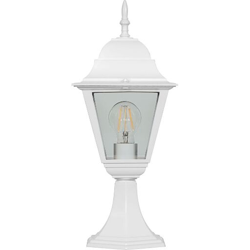Светильник садово-парковый Feron 4104 четырехгранный на постамент 60W E27 230V, белый 11019