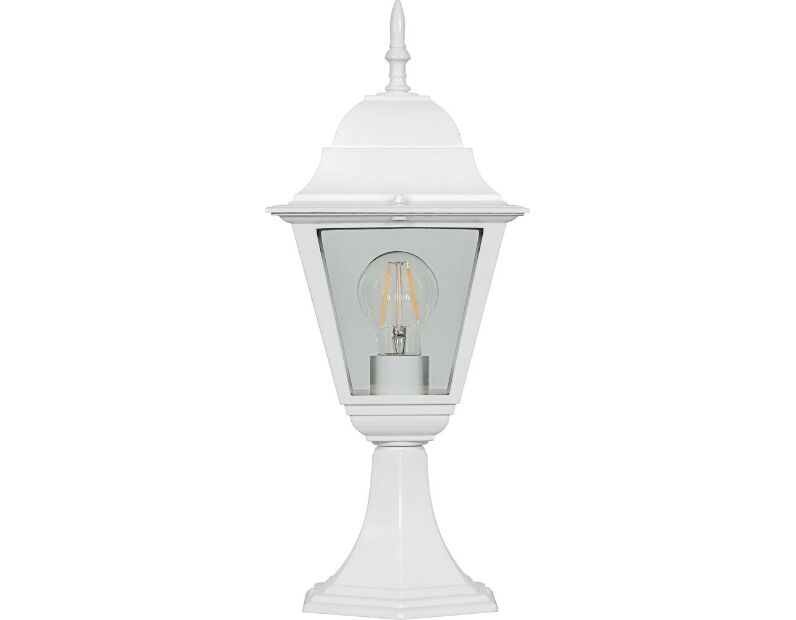 Светильник садово-парковый Feron 4104 четырехгранный на постамент 60W E27 230V, белый 11019