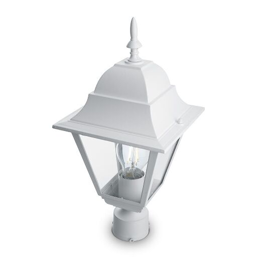Светильник садово-парковый Feron 4203 четырехгранный на столб 100W E27 230V, белый 11027