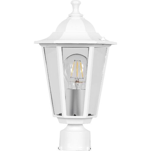 Светильник садово-парковый Feron 6103 шестигранный на столб 60W E27 230V, белый 11055