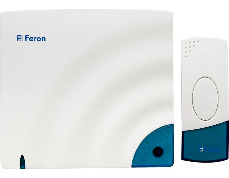 Звонок дверной беспроводной Feron A-138C Электрический 8 мелодий белый с питанием от батареек 23603
