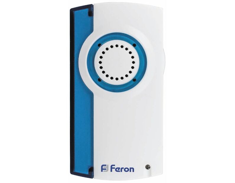 Звонок дверной беспроводной Feron E-371 Электрический 32 мелодии белый синий с питанием от батареек 23684