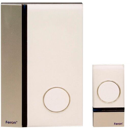 Звонок дверной беспроводной Feron W-628 Электрический 32 мелодии белый серебро с питанием от батареек 23626