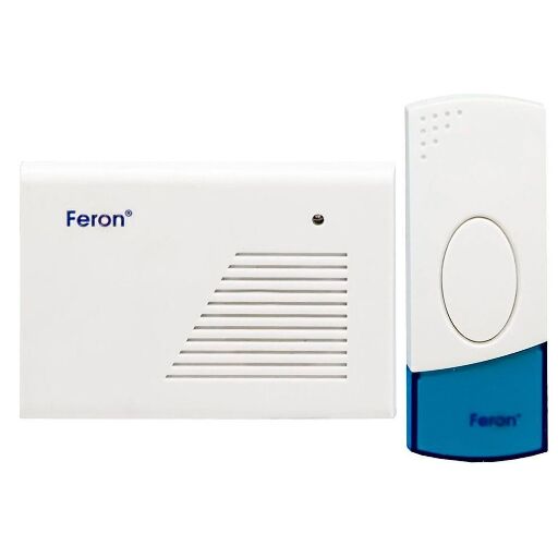 Звонок дверной беспроводной Feron H-118B  Электрический 2 мелодии белый с питанием от батареек 23605