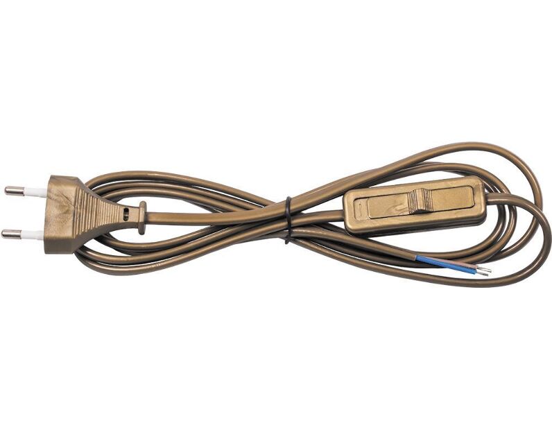 Сетевой шнур с выключателем, 230V 1,9м золото, KF-HK-1 23051