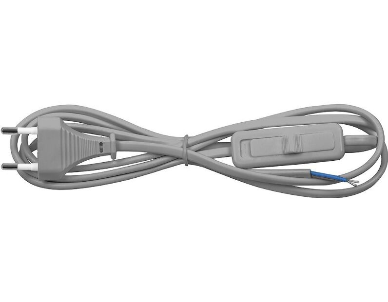 Сетевой шнур с выключателем, 230V 1,9м серый, KF-HK-1 23049