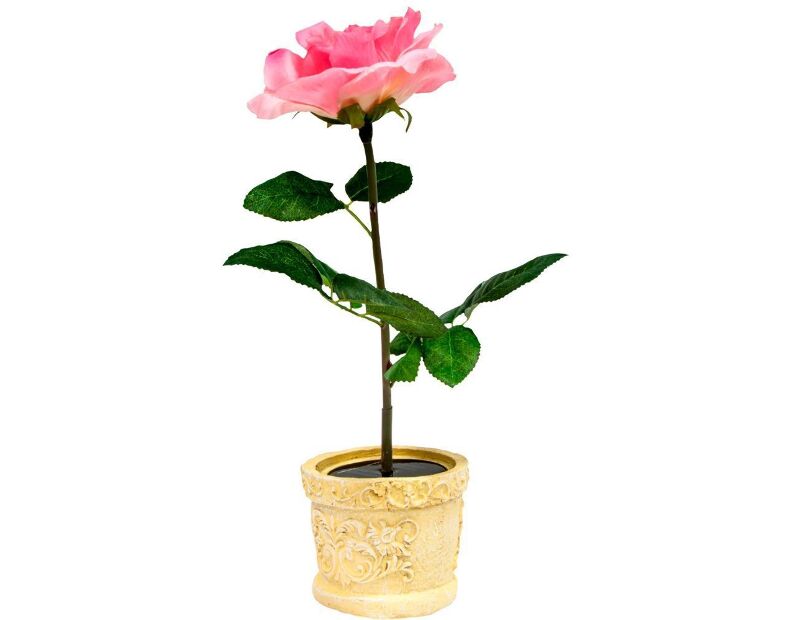 Светильник садово-парковый на солнечной батарее Feron "Роза в горшке" розовый 1 LED белый PL306 06240
