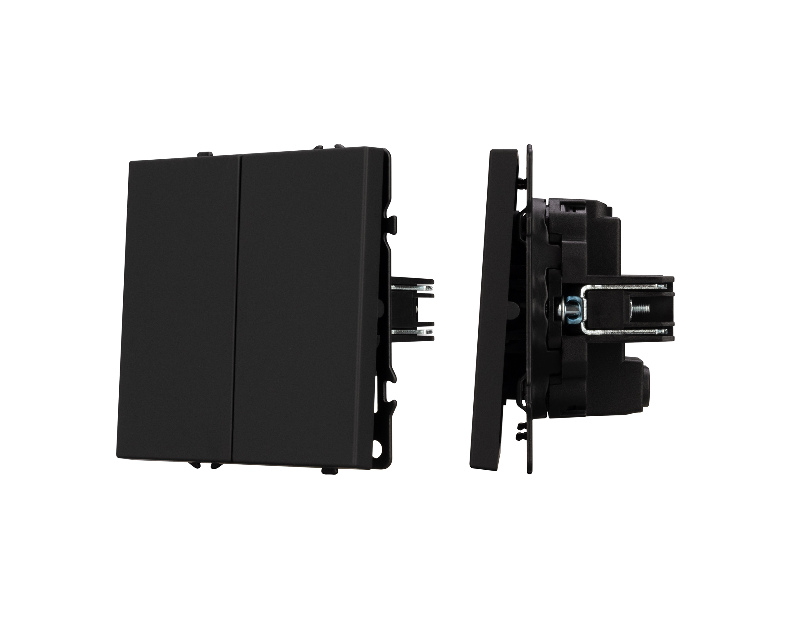ARL NOBE Выключатель перекрёстный 2 кл софт-тач черный оникс SWT-MKX2-SFPL-BK (250V, 10A) (Arlight, -)