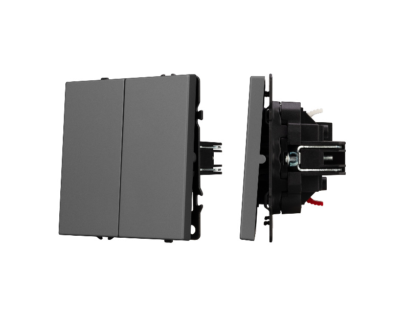 ARL NOBE Выключатель звонковый 2 кл софт-тач серый базальт SWT-MKR2-SFPL-GR (250V, 10A) (Arlight, -)