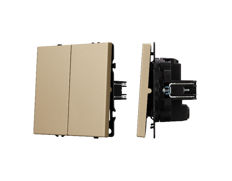 ARL NOBE Выключатель перекрёстный 2 кл софт-тач золотой песок SWT-MKX2-SFPL-GD (250V, 10A) (Arlight, -)