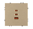 ARL NOBE USB Розетка тип А+С+С софт-тач золотой песок SCT-MUACC-SFPL-FC-GD (65W, QC3) (Arlight, -)