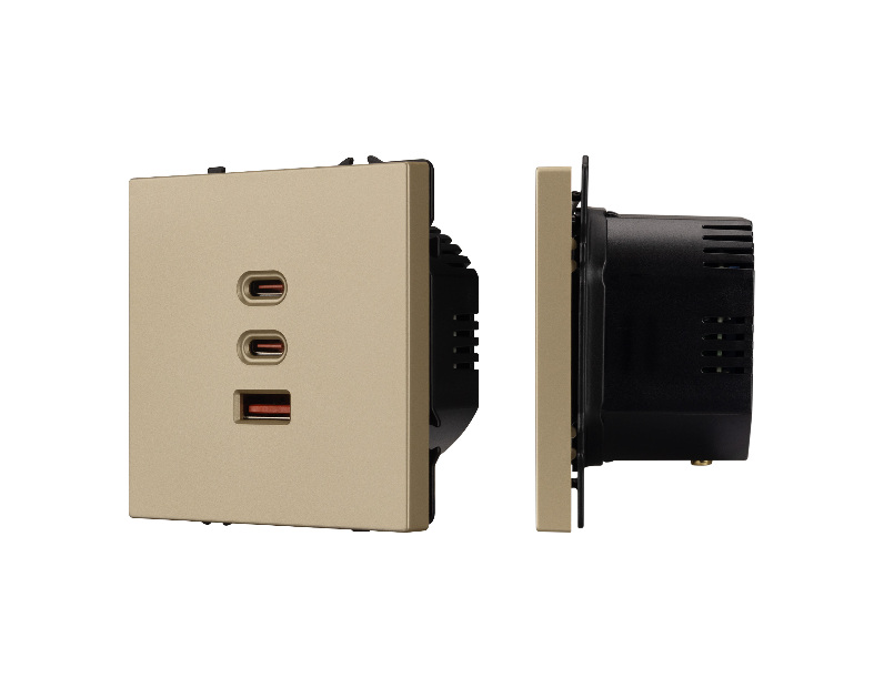 ARL NOBE USB Розетка тип А+С+С софт-тач золотой песок SCT-MUACC-SFPL-FC-GD (65W, QC3) (Arlight, -)