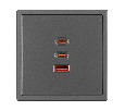 ARL NOBE USB Розетка тип А+С+С софт-тач серый базальт SCT-MUACC-SFPL-FC-GR (65W, QC3) (Arlight, -)