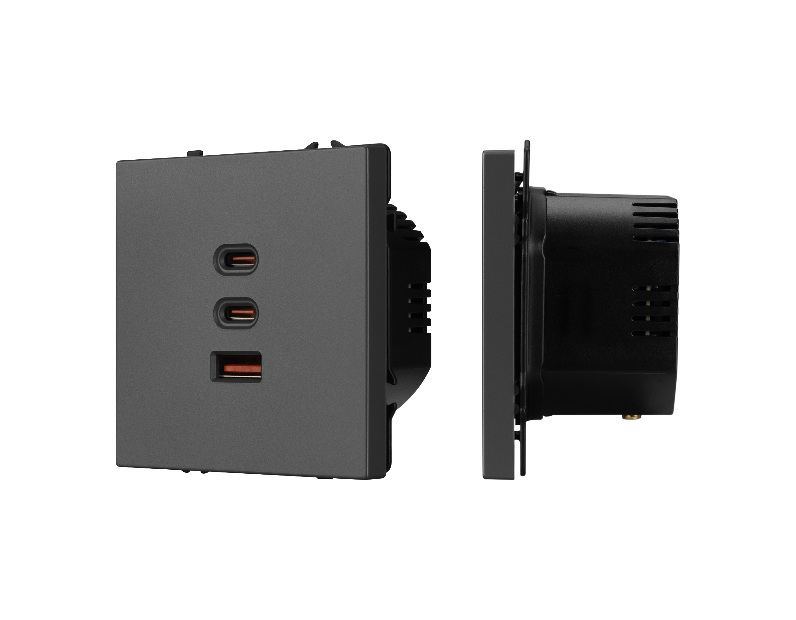 ARL NOBE USB Розетка тип А+С+С софт-тач серый базальт SCT-MUACC-SFPL-FC-GR (65W, QC3) (Arlight, -)