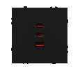 ARL NOBE USB Розетка тип А+С+С софт-тач черный оникс SCT-MUACC-SFPL-FC-BK (65W, QC3) (Arlight, -)