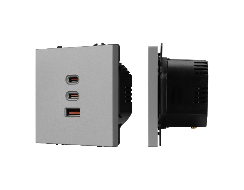 ARL NOBE USB Розетка тип А+С+С софт-тач никель SCT-MUACC-SFPL-FC-IS (65W, QC3) (Arlight, -)
