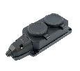 Розетка переносная 2-местная c/з STEKKER,RST16-2-44, 250В, 16А, IP44, черный