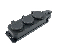 Розетка переносная 3-местная c/з STEKKER,RST16-3-44, 250В, 16А, IP44, черный