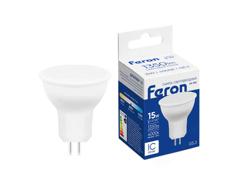 Лампа светодиодная Feron LB-965 MR16 G5.3 15W 230V 4000K