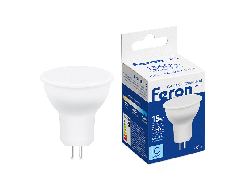 Лампа светодиодная Feron LB-965 MR16 G5.3 15W 175-265V 6400K