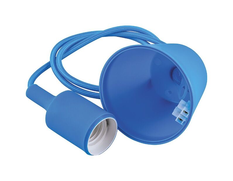 Патрон для ламп со шнуром 1м, 230V E27, синий, LH127 22362