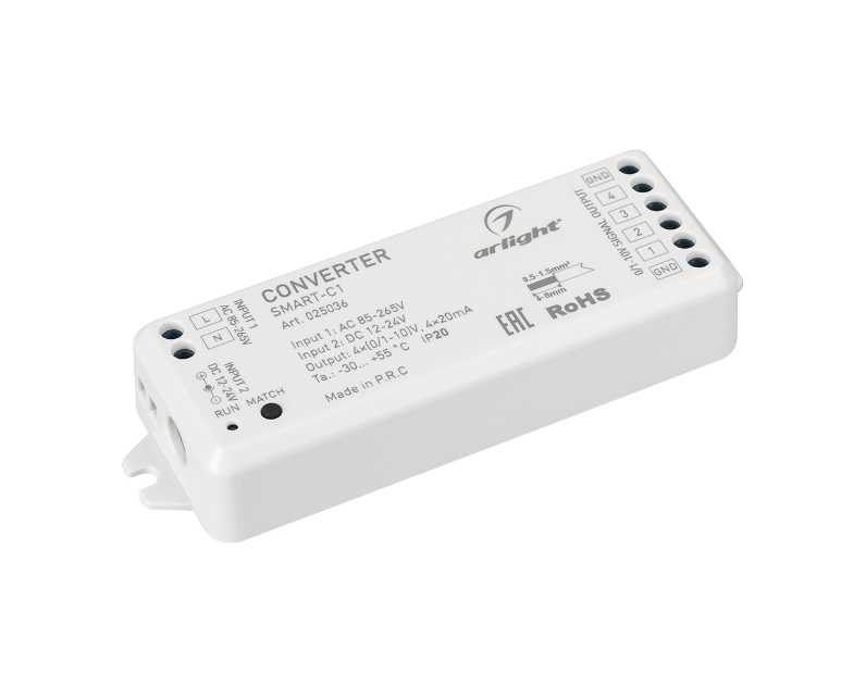 Конвертер Arlight SMART-C1 (12-24V, RF-0/1-10V, 2.4G) IP20 Пластик 025036