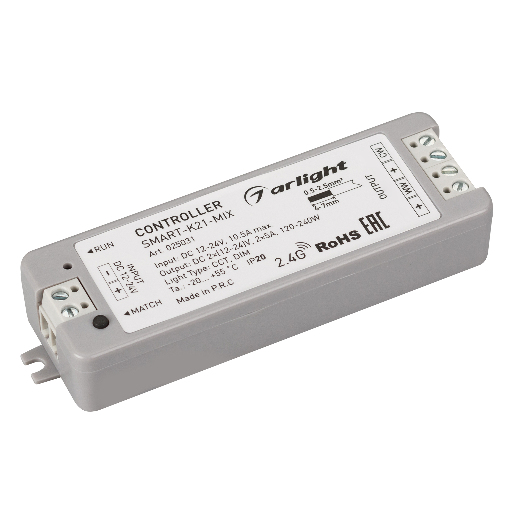 Контроллер Arlight SMART-K21-MIX (12-24V, 2x5A, 2.4G) IP20 Пластик 025031