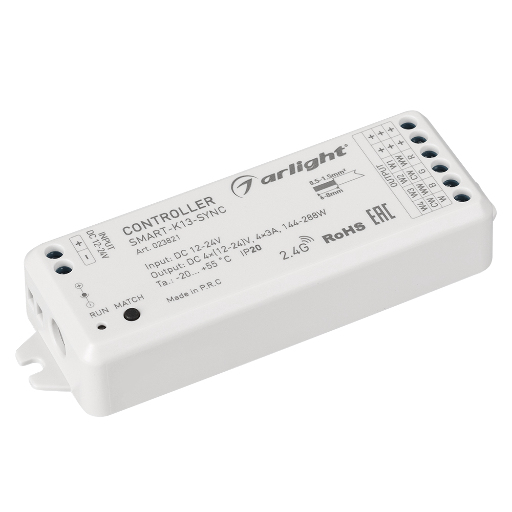 Контроллер Arlight SMART-K13-SYNC (12-24V, 4x3A, 2.4G) IP20 Пластик 023821