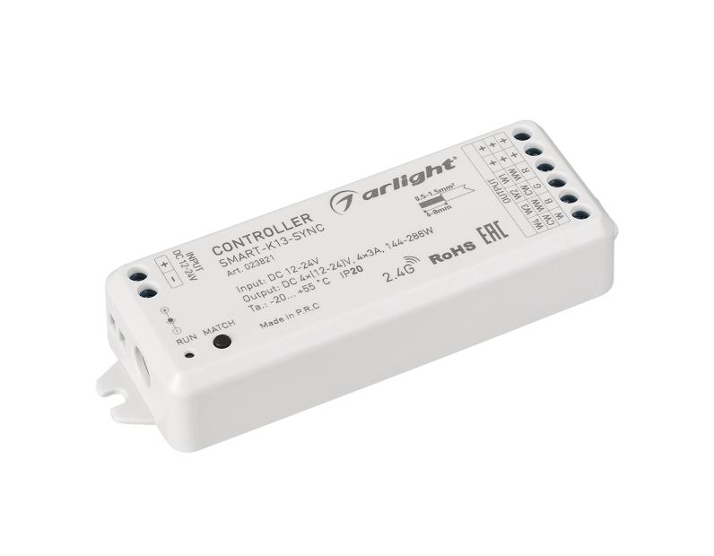 Контроллер Arlight SMART-K13-SYNC (12-24V, 4x3A, 2.4G) IP20 Пластик 023821