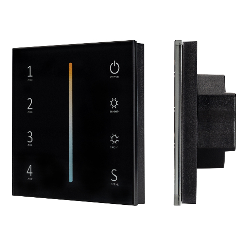 Панель Arlight Sens SMART-P43-MIX Black (230V, 4 зоны, 2.4G) IP20 Пластик 028137