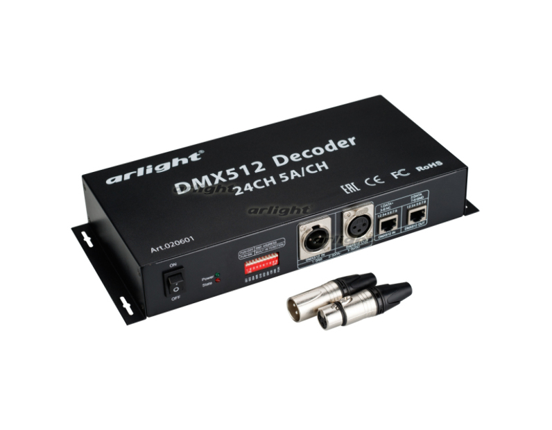 Декодер Arlight DMX-24CH-5A (12-24V,1440-2880W) IP20 Металл 020601